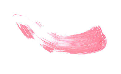Strokes of pink lip gloss isolated on white, top view