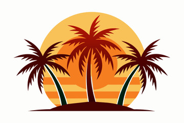 Fototapeta na wymiar sun with palms vector artwork illustration