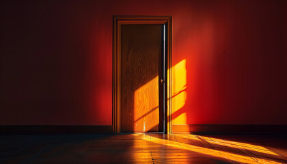 The slightly open door allows a sliver of light to break through - embodying the fragile hope of those seeking refuge from an abusive environment -wide