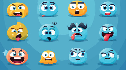 Emoticons with funny facial expressions vector illu