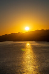 Sunset over Mediterranean coast. La Herradura, Andulasia, Southern Spain