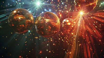 Fototapeta na wymiar Disco fever, glittering designs from the 70s dance era