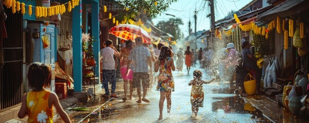 The joy of Songkran in a village streets lined with homes adorned with jasmine garlands