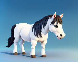 Fototapeta premium A white horse standing on a gray background.