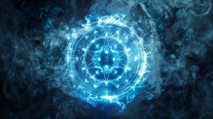 Ethereal 3D glow surrounding a mystical symbol or rune