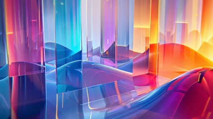 Eye catching glassmorphism illustration with layered glass panels and gradients