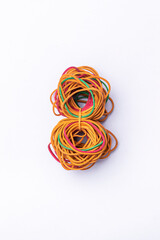 Rubber band binding on isolated white background