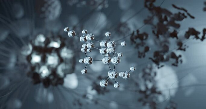 Carbidopa rotating molecular 3d structure ball-and-stick model, looped video lodosyn