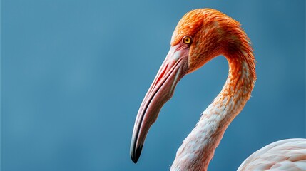 A beautiful pink flamingo with vibrant feathers, standing gracefully in a tropical landscape near a serene pond
