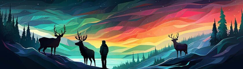 Surreal Wildlife Scenery with Vibrant Sky Colors