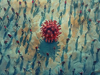 Illustrate the ripple effect of global vaccination campaigns through a dynamic visual showcasing the spread of immunity and positive impact on public health worldwide