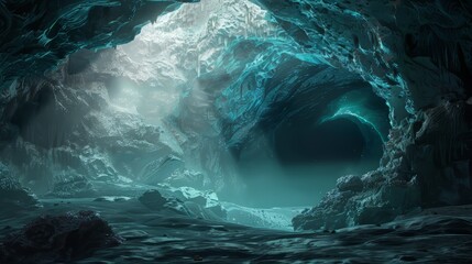 Mystical 3D glow emanating from a hidden cavern or cave system