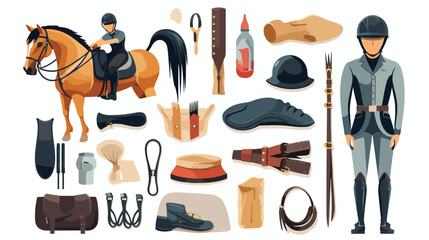 Equestrian sport accessories cartoon illustration s