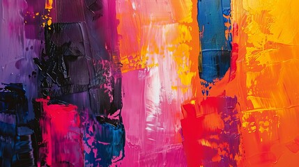 Vibrant abstract artwork with bold strokes and textures