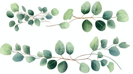 Eucalyptus Vector. Decorative Vector Leaves and Bra - obrazy, fototapety, plakaty