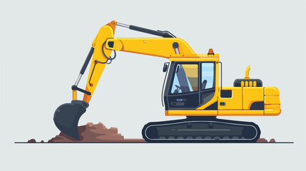 Excavator with hydraulic hammer icon in simple styl