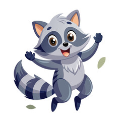 Cute raccoon animal. Wild mammal cute smilecartoon funny mascot