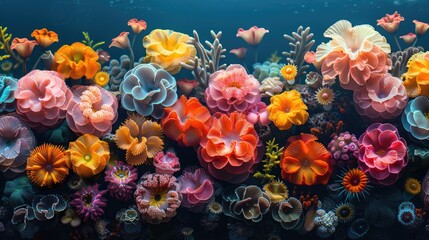 Obraz na płótnie Canvas The Prismatic Beauty of Coral Reefs Both Underwater.