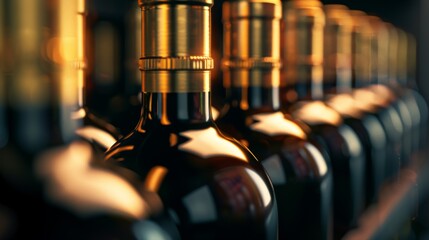 Rows of Aged Wine Bottles - obrazy, fototapety, plakaty