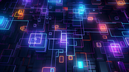 Digital future neon abstract geometric circuit graphic poster web page PPT background