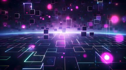 Digital future neon abstract geometric circuit graphic poster web page PPT background