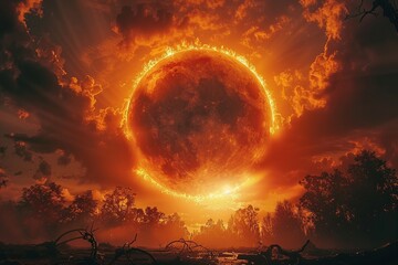 The ethereal corona of the sun emerges during a total eclipse, showcased in an ultra-realistic cinematic shot worthy of a National Geographic award