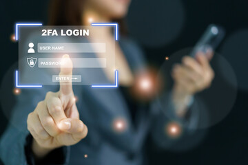 Woman login in the digital device using secured authentication.