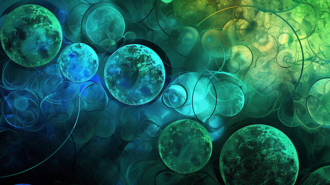 abstract image where circles represent homeostasis, blue green, neon light