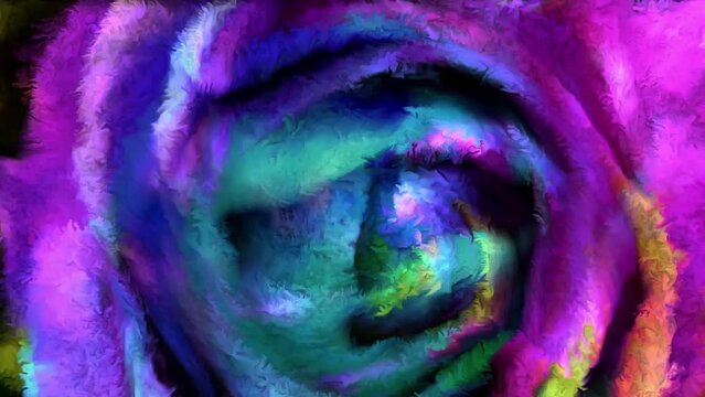 color image of a rose dissolves into paints