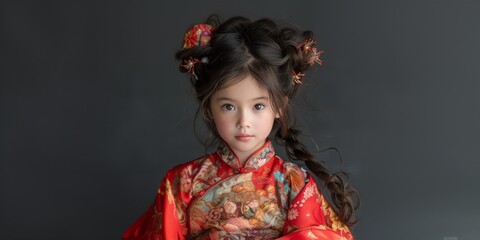 A young girl dressed in a traditional Chinese costume.
