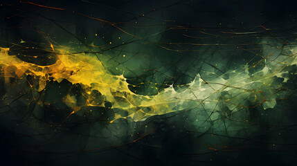 Digital green and yellow strings tangled together abstract graphic poster web page PPT background