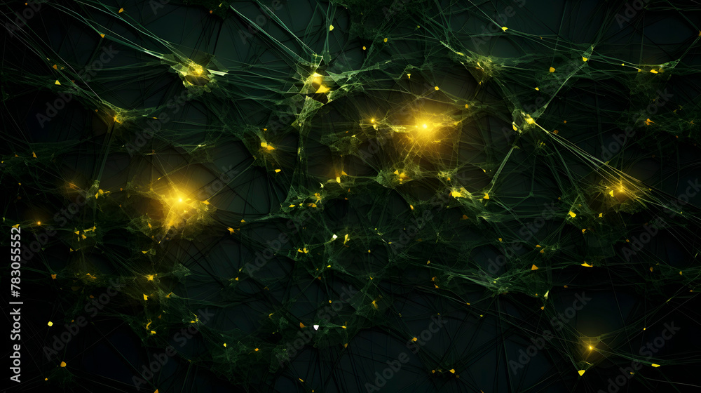Wall mural digital green and yellow strings tangled together abstract graphic poster web page ppt background