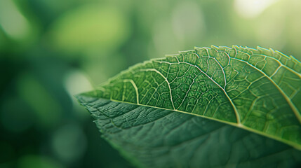 Closeup of a leaf with a blurry background.Volumetric Lighting