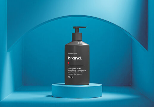 Black Pump Bottle Mockup