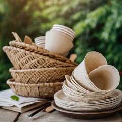 Paper plates used for recycling. style life