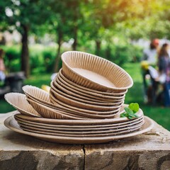 Paper plates used for recycling. style life