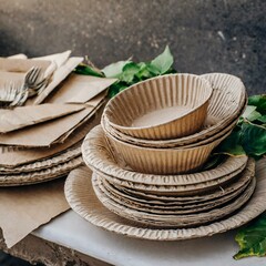 Paper plates used for recycling. style life