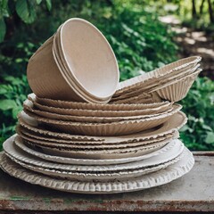 Paper plates used for recycling. style life