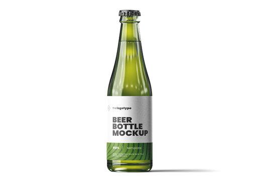 Green Glass Beer Bottle Mockup