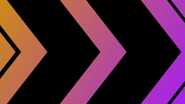Orange pink and purple gradient looping chevron arrow pulsing animation on black background