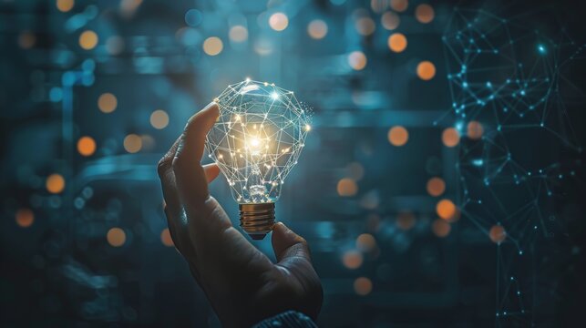 Handheld light bulb for global internet connection via cloud computing in business digital marketing