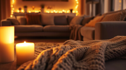 Minimalistic Living Room with Soft Blankets