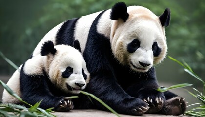 A-Giant-Panda-Cuddling-With-Its-Mother- 2