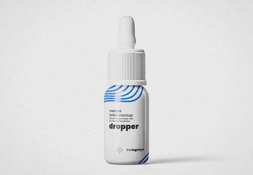 Dropper Bottle Mockup with White Background