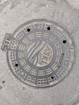 Ankara, Turkey, April 12, 2024,  ankara water and sewerage company's manhole cover