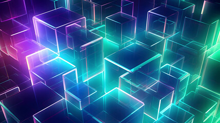 Digital green and purple mosaic square abstract graphic poster web page PPT background