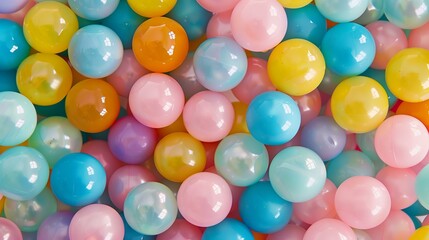 Fototapeta na wymiar pastel color plastic balls background, ball pit, kids party background