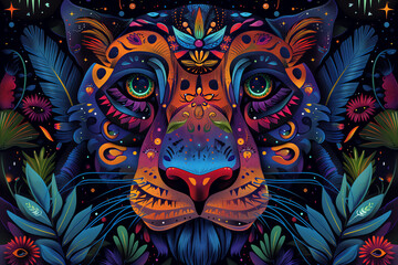 Mystical Tiger with Hypnotic Eyes in a Psychedelic Realm