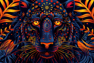 Mystical Jaguar with Celestial Ornaments
