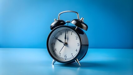 alarm clock on a blue background copy space